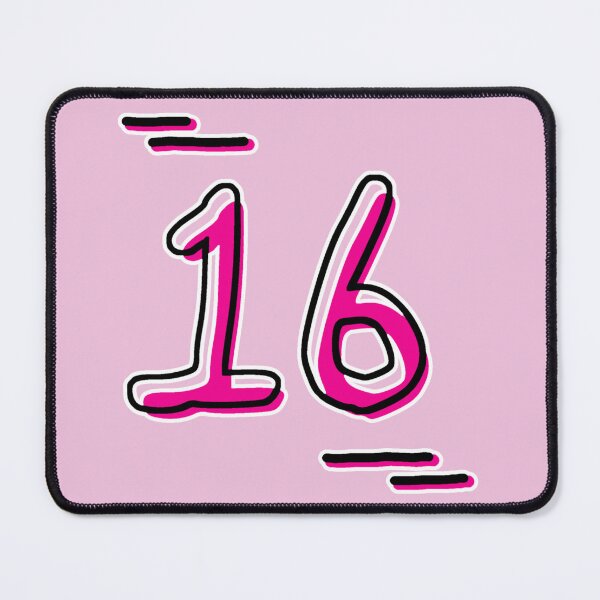 Item preview, Number 16 - Bold Pink Artistic Numeral Design designed and sold by Dyche Studio.