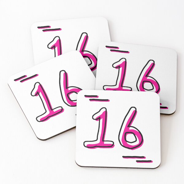 Item preview, Number 16 - Bold Pink Artistic Numeral Design designed and sold by Dyche Studio.