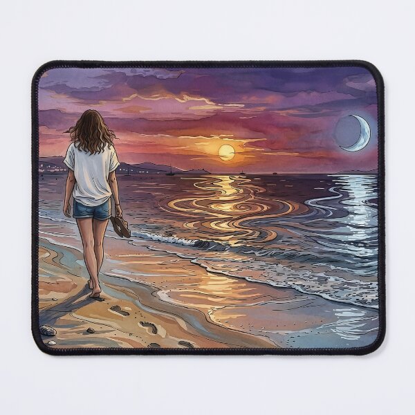 Item preview, Sunset Beach – Ocean Sunset, Crescent Moon & Dreamy Coastal Aesthetic designed and sold by Y-MOONSTAR.