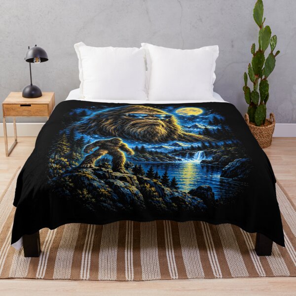 Item preview, Bigfoot Moonlit Mountain Wilderness Fantasy Art designed and sold by darriahad.