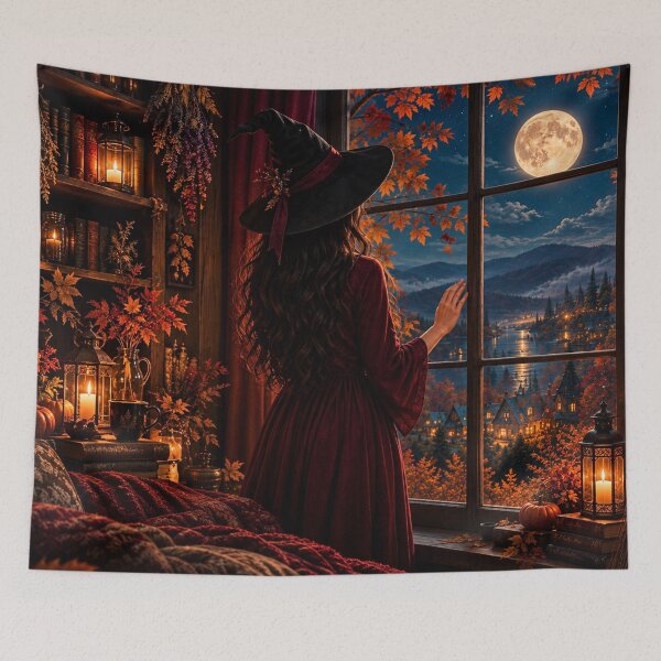 Item preview, Cozy Autumn Witch by the Moonlit Window designed and sold by Gold&pixels.
