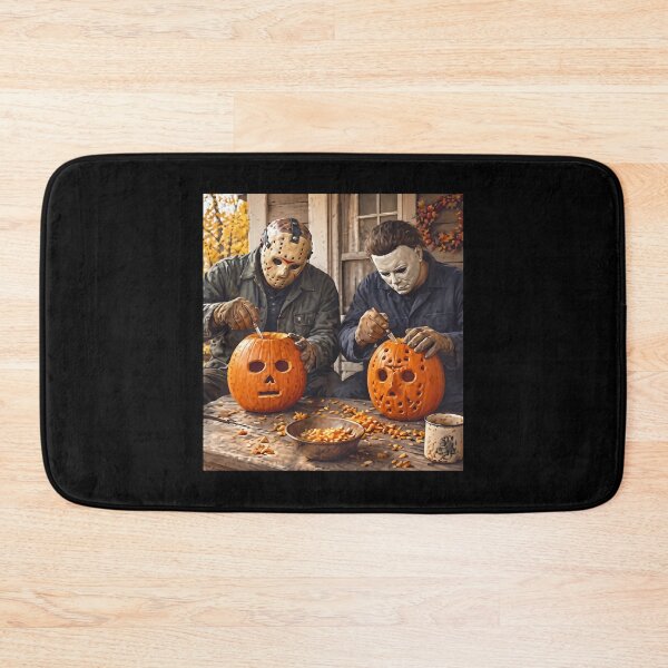 Item preview, Jason Voorhees And Michael Myers Carving Pumpkins Halloween designed and sold by ismaelgeme.