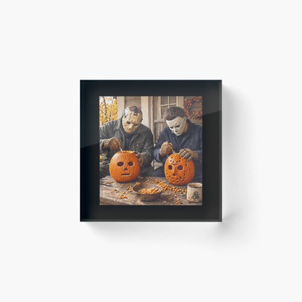 Item preview, Jason Voorhees And Michael Myers Carving Pumpkins Halloween designed and sold by ismaelgeme.
