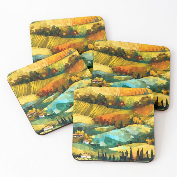 Item preview, Italian Countryside Colorful Hills Abstract Landscape Digital Art designed and sold by DEC02.