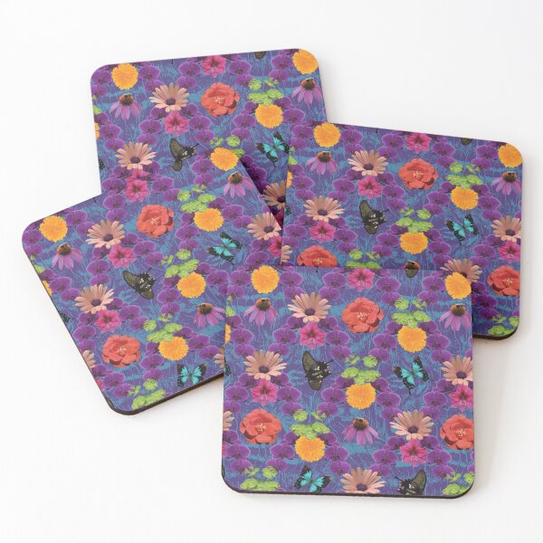 Item preview, Tropical Flowers Diamonds with Purple & Blue Background designed and sold by Digitalmyth's Designs.