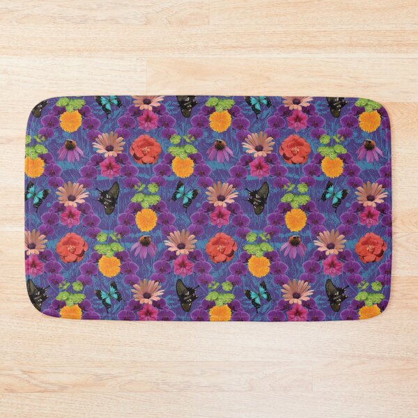 Item preview, Tropical Flowers Diamonds with Purple & Blue Background designed and sold by Digitalmyth's Designs.