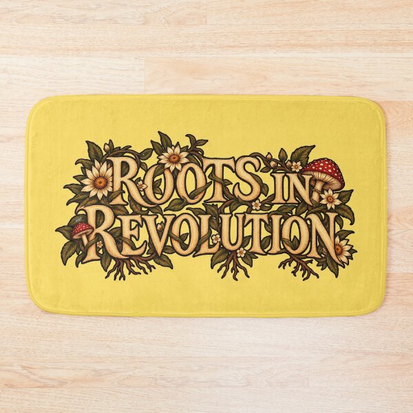 Item preview, Roots In Revolution Cottagecore Botanical Typography & Amanita Mushroom Art designed and sold by YOFANTZ!.