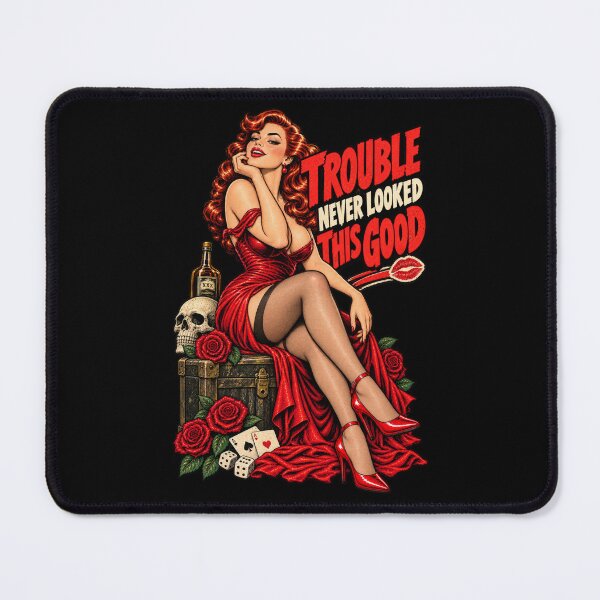 Item preview, Trouble Never Looked This Good – Vintage Pin-Up designed and sold by DopeyRobot.