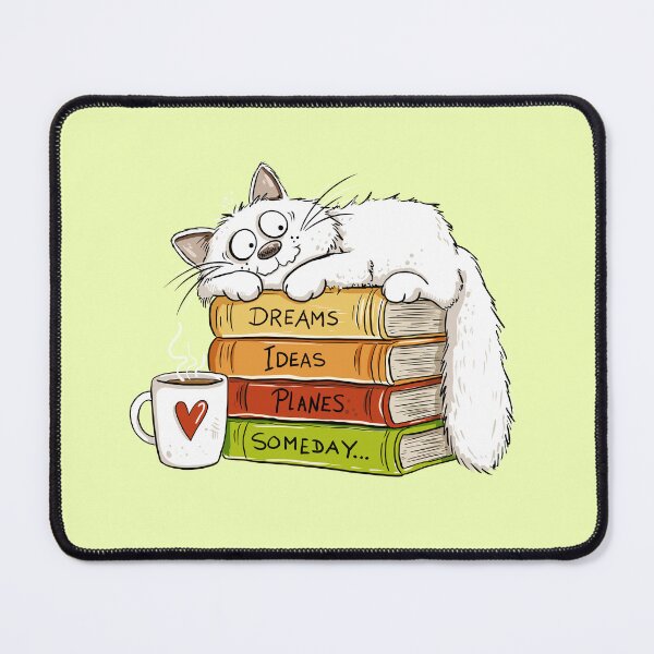 Item preview, Cat on Books with Coffee I Dreams Ideas Plans Someday designed and sold by modartis.