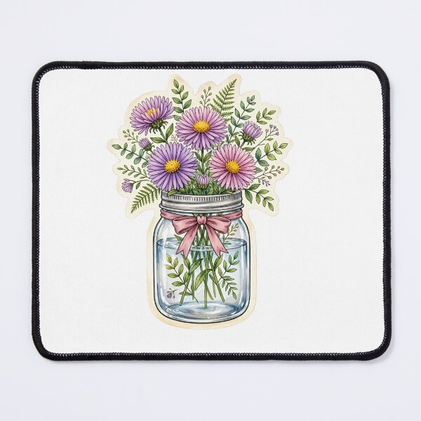 Item preview, Aster Flowers Mason Jar Sticker designed and sold by RareBotanical .