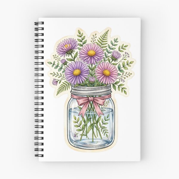 Item preview, Aster Flowers Mason Jar Sticker designed and sold by Crystal Critters .