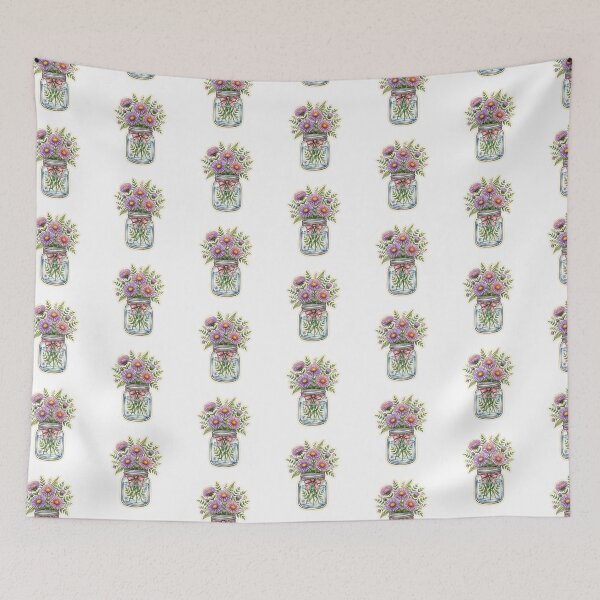 Item preview, Aster Flowers Mason Jar Sticker designed and sold by FineLineBotanical .