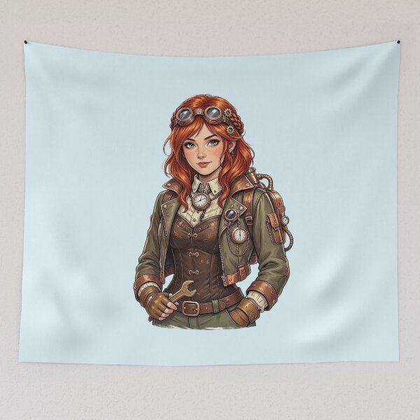 Item preview, Steampunk Girl – Redhead Mechanic with Goggles designed and sold by SweetLilith.