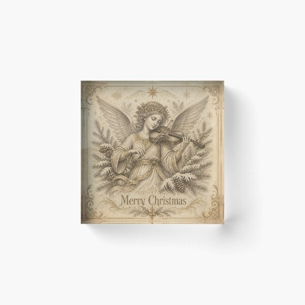 Item preview, Vintage Christmas Angel Violin Art designed and sold by SunnyDesign82.