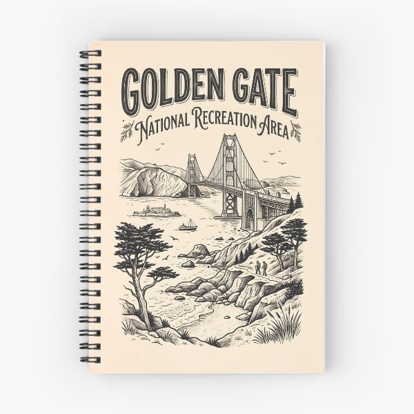 Item preview, Golden Gate National Recreation Area Vintage Woodcut Print Poster designed and sold by Wild Places Paper Co..
