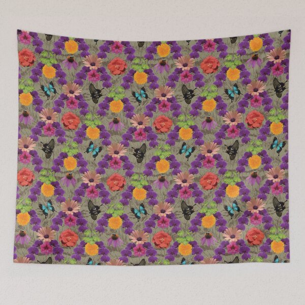 Item preview, Tropical Flowers Diamonds with Brown Background designed and sold by Digitalmyth's Designs.