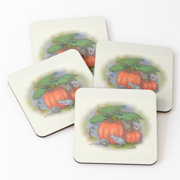 Item preview, Mice Playing Around Pumpkins, Fall Harvest Illustration designed and sold by JoyfulWhimsy.