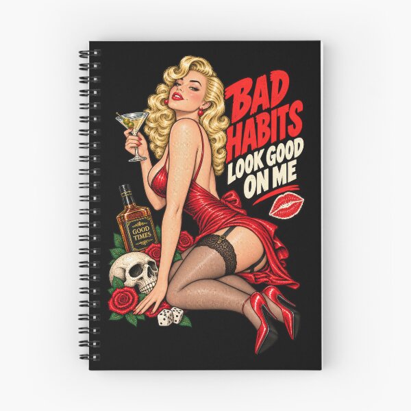 Item preview, Bad Habits Look Good on Me – Vintage Pin-Up designed and sold by DopeyRobot.
