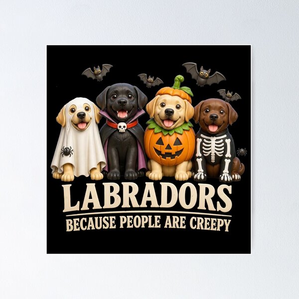 Item preview, Labradors Because People are Creepy Funny Halloween Dog designed and sold by CallDesign.