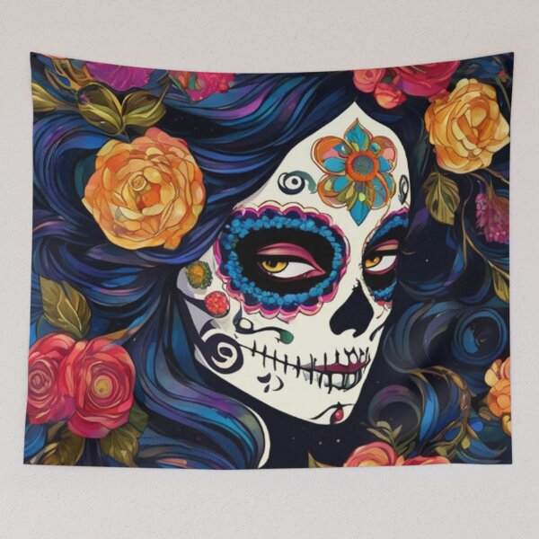 Item preview, Colorful Sugar Skull Lady designed and sold by TheDarkWardrobe.