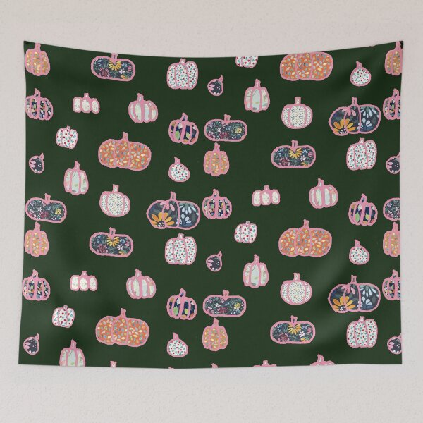 Item preview, Pink-Lined Patchwork Pumpkins — Floral Fabric Style Sticker Set designed and sold by FaireWaveArt.