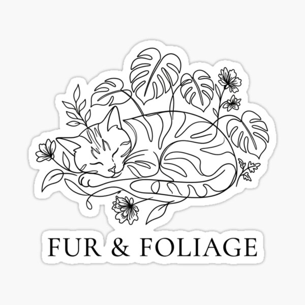 Item preview, Sleeping Cat Botanical Leaves - Minimalist Continuous Line Art designed and sold by ODELUNITY.