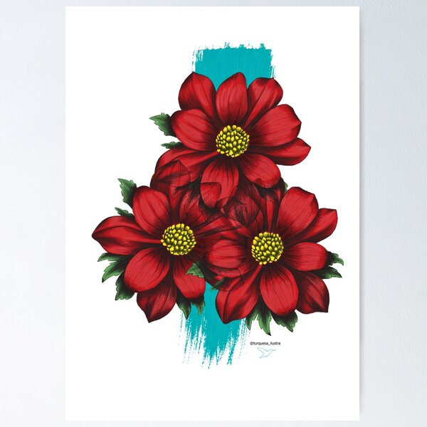 Item preview, Red flowers designed and sold by EstudioTurquesa.