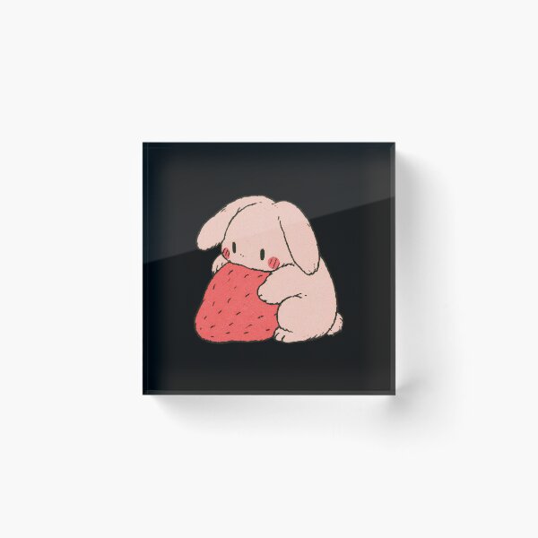 Item preview, Cute Bunny Holding Giant Strawberry | Cottagecore Wholesome Bunny Art designed and sold by kuwagatamushi.
