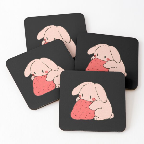 Item preview, Cute Bunny Holding Giant Strawberry | Cottagecore Wholesome Bunny Art designed and sold by kuwagatamushi.