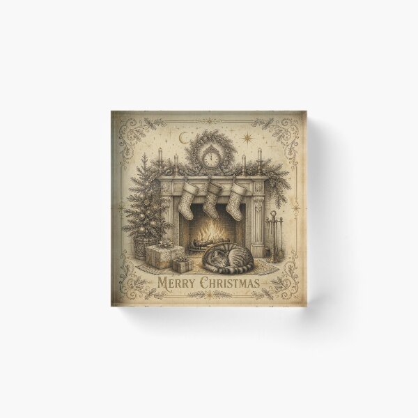 Item preview, Vintage Christmas Eve Fireside Art designed and sold by SunnyDesign82.