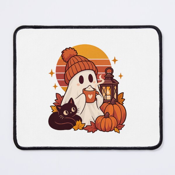 Item preview, Autumn Ghost Coffee and Cat Scene designed and sold by LuveraxArt.