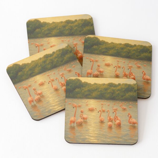 Item preview, YUCATAN FLAMINGOS OIL PAINTING designed and sold by zupedesign.