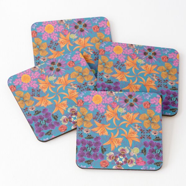 Item preview, Tropical Flowers Radials on Blue designed and sold by Digitalmyth's Designs.