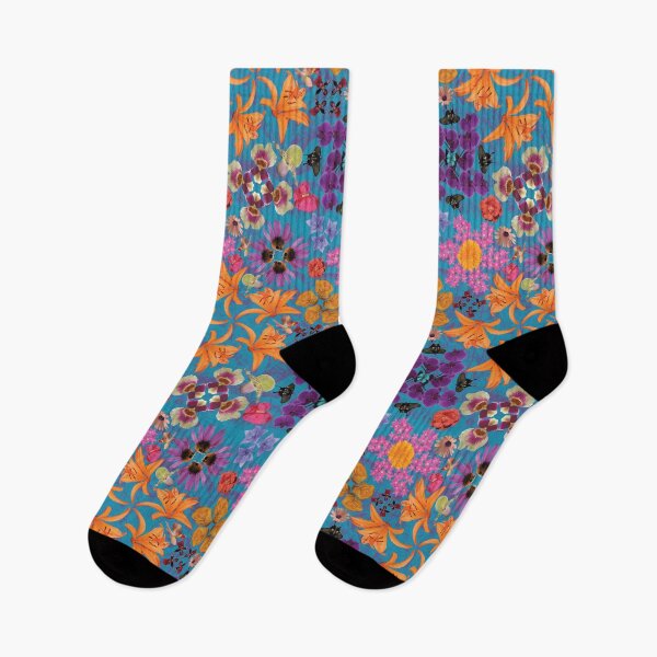 Item preview, Tropical Flowers Radials on Blue designed and sold by Digitalmyth's Designs.
