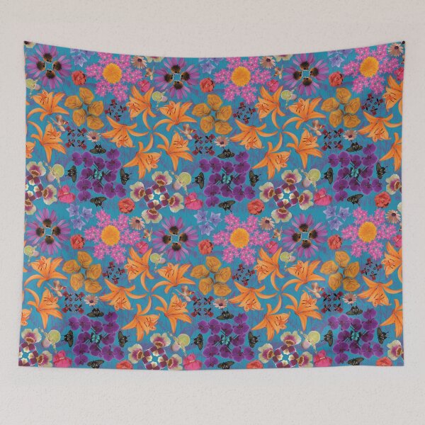 Item preview, Tropical Flowers Radials on Blue designed and sold by Digitalmyth's Designs.