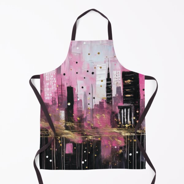 Item preview, Pink Abstract Cityscape Oil Painting, modern minimalist abstract art city landscape, pastel pink with gold highlights, grungy textured Rustic designed and sold by navitalidesign.