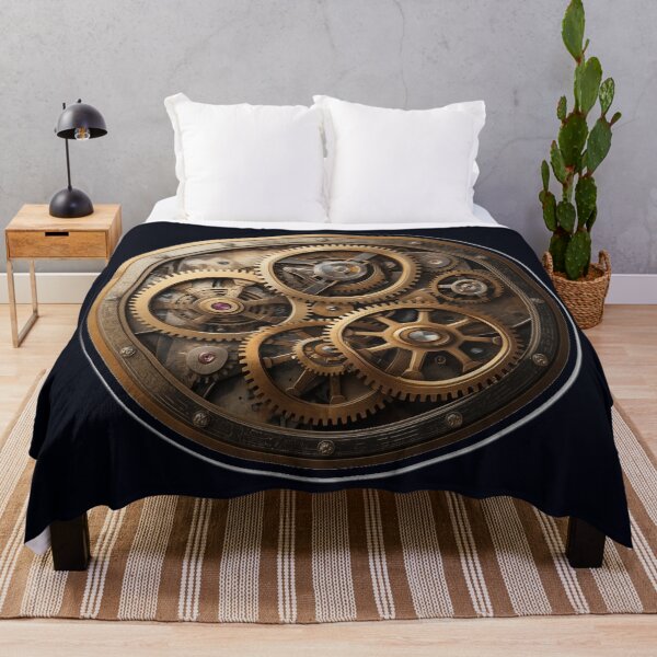 Item preview, Steampunk Clock with Gears and Steam Clouds designed and sold by MargaretPolanco.