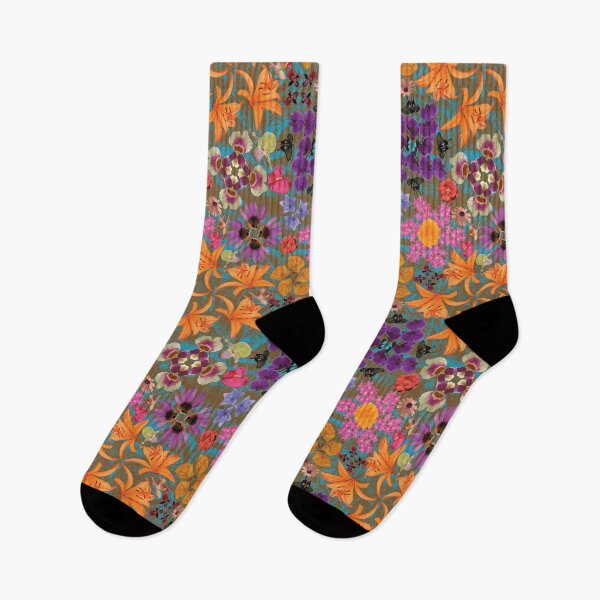 Item preview, Tropical Flowers Radials on Blue & Brown designed and sold by Digitalmyth's Designs.