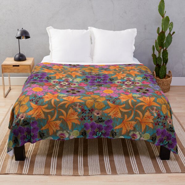 Item preview, Tropical Flowers Radials on Blue & Brown designed and sold by Digitalmyth's Designs.