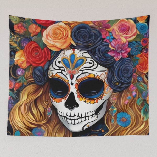 Item preview, Colorful Sugar Skull Lady designed and sold by TheDarkWardrobe.