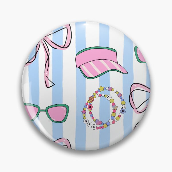 Item preview, Cute Preppy Summer Aesthetic Sticker Sheet – Pink Ribbon, Visor, Sunglasses & BFF Friendship Bracelet designed and sold by okeokebye.