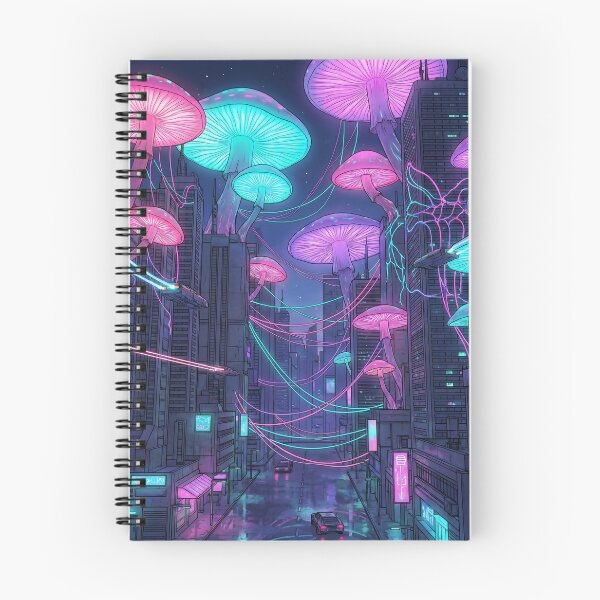 Item preview, Cyberpunk Bioluminescent Mushroom City Futuristic Night designed and sold by IriArt-Designs.