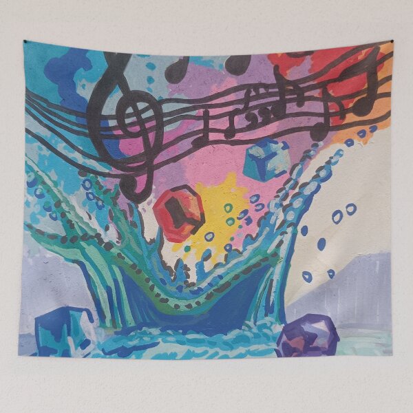 Item preview, Colorful Music Splash Wave Art – Vibrant Musical Notes Abstract Design. designed and sold by fbtrisha.