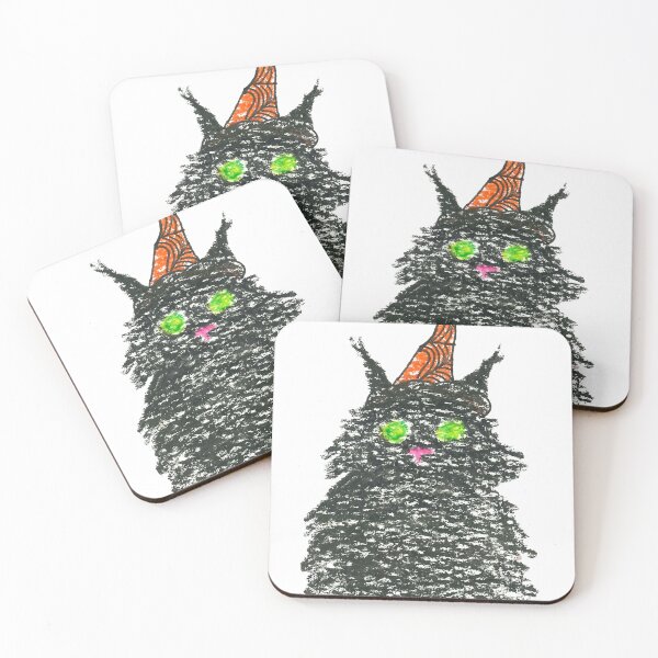 Item preview, Black Halloween Witch Hat Cat designed and sold by potterspatch.