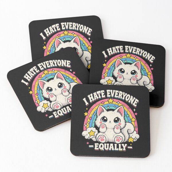 Item preview, I Hate Everyone Equally Grumpy White Cat designed and sold by RatherCreative.