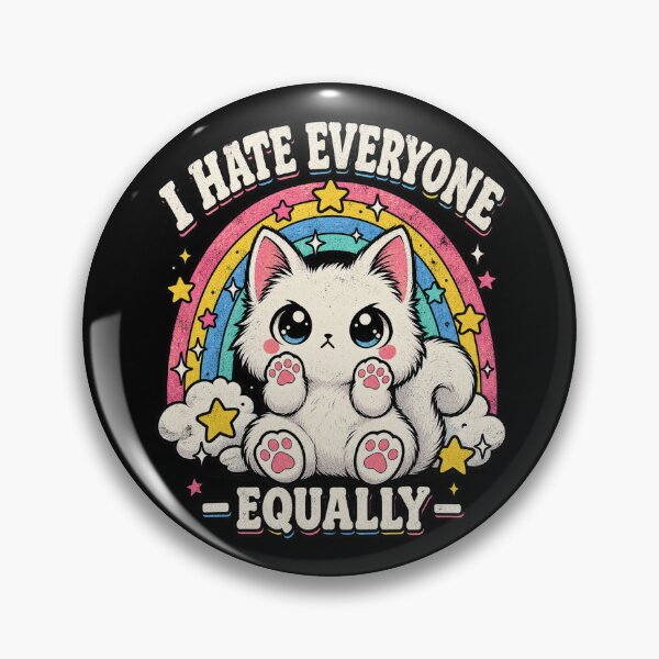 Item preview, I Hate Everyone Equally Grumpy White Cat designed and sold by RatherCreative.