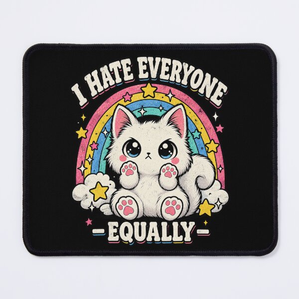 Item preview, I Hate Everyone Equally Grumpy White Cat designed and sold by RatherCreative.