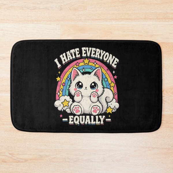 Item preview, I Hate Everyone Equally Grumpy White Cat designed and sold by RatherCreative.