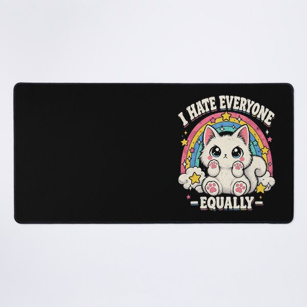 Item preview, I Hate Everyone Equally Grumpy White Cat designed and sold by RatherCreative.