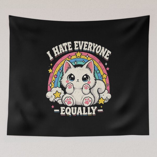 Item preview, I Hate Everyone Equally Grumpy White Cat designed and sold by RatherCreative.